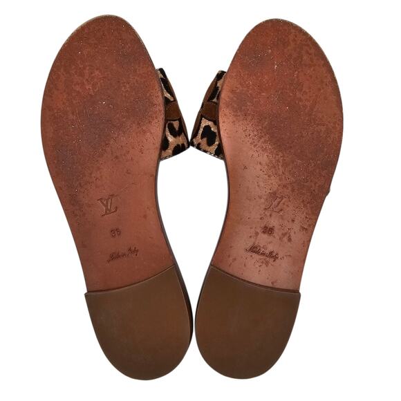 Louis Vuitton Lock It Flat Slide Sandal Mule Brown Black Leopard LV Size 36 US 6 - Picture 7 of 11